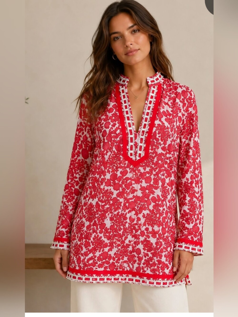 Tory Burch "Tory Tunic" crafted from lightweight, breathable cotton canvas Size2